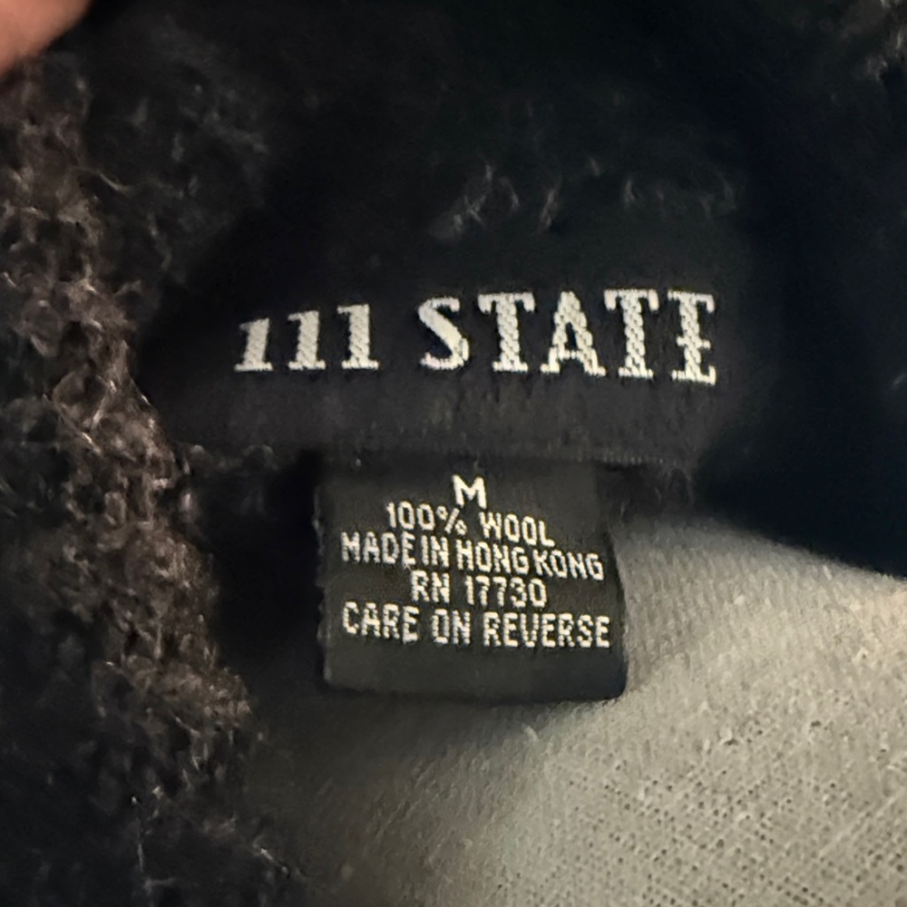 111 State Charcoal Grey handmade Needle felted chicken wool sweater - Picture 2 of 7